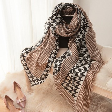 現貨+預購 圍巾羊毛披肩-拼接千島格山羊絨方巾女配件2色74cy56【獨家進口】【米蘭精品】