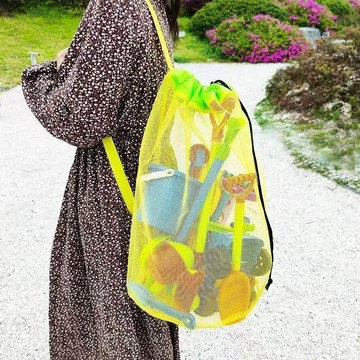 ✅【兒童沙灘玩具束口收納袋】 戶外挖沙工具單肩斜挎包 游泳防水收納袋設計 輕便可攜大容量 台灣出貨