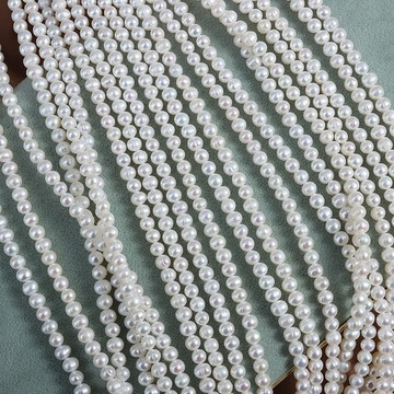 Zz-冷白4.5-5mm螺紋近圓強光天然淡水珍珠散珠一串長約38-39cm80顆