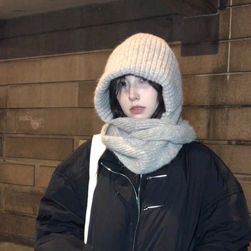 優惠直降   毛帽 帽子女 保暖帽 防寒百搭 包頭帽 大頭圍帽子 加絨加厚毛線帽女百搭護耳騎行巴拉克拉法帽