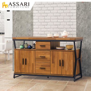 【ASSARI】工業風木心板5尺餐櫃(寬150x深40x高82cm)