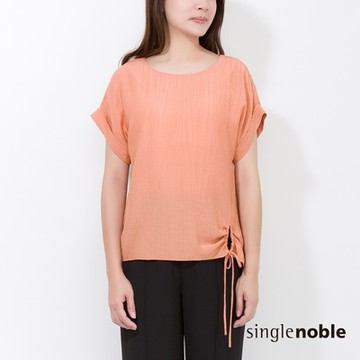 獨身貴族 簡約楊柳布綁繩設計短袖造型上衣(2色)