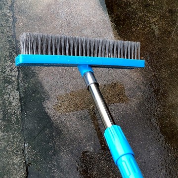 地板鋼絲刷 長柄不鏽鋼絲地板刷加長伸縮手柄院子戶外青苔水池水泥地硬毛鋼刷『XY24908』