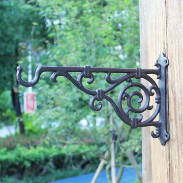 田園戶外陽臺壁掛鉤鐵藝吊籃吊蘭支架掛鉤墻壁花掛架紅燈籠掛架