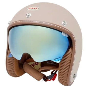 EVO 艾莉莎涼感系 內鏡復古騎士安全帽 附冰絲面罩  M  櫻花奶