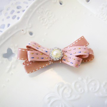 粉紅不規則線條小瀏海夾