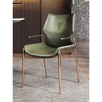 『 Tour wood』北歐家用高級馬鞍皮椅意式極簡扶手椅子現代簡約輕奢靠背休閑餐椅