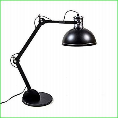 Adjustable Industrial Style, Open Bottom, Tiltable Table Lamp ? Thomas Mark, Brooklyn Collection (Black, 1 Light Table Lamp)