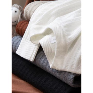 歐美高端羊毛針織衫男士長袖秋冬內搭柔軟潮流條紋百搭修身毛衣男