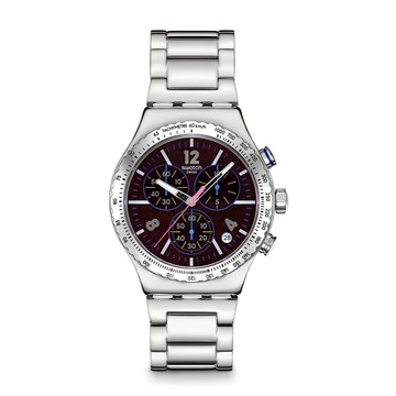 Swatch PURPLE GLOW 金屬手錶/男錶/女錶/瑞士製造 YVS533G (43mm)【官方旗艦店】