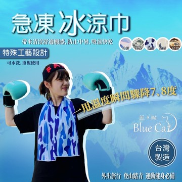 【藍貓BlueCat】台灣製造 急凍冰涼巾 運動毛巾 冰涼巾 涼毛巾 冷感毛巾 清涼毛巾 夏天防暑 毛巾 涼巾 現貨