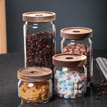 相思木玻璃儲物罐 廚房食品雜糧咖啡豆茶葉密封罐 透明儲藏收納瓶