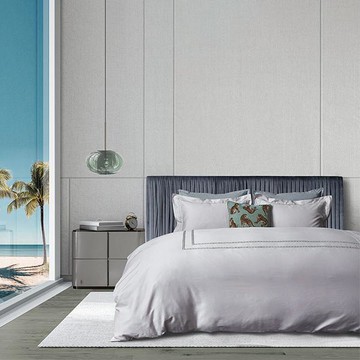 【寬庭】義大利GIZA埃及⾧纖棉 簡約寢飾四件式 | 菲力斯 絲光銀 (加大)