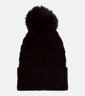 Moncler Logo shearling-trimmed virgin wool beanie
