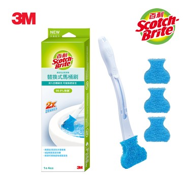 【蝦皮直營】3M 百利替換式馬桶刷-除菌抗汙清潔型(1柄+4刷頭)(方案任選)