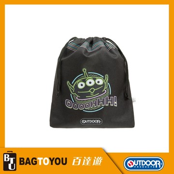 【OUTDOOR】DISNEY聯名款霓虹三眼怪系列束口袋-黑色 ODDY21A14BK聖誕交換禮物