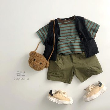 韓范隨意搭~強推工裝褲~韓版夏兒童五分短薄棉男女寶五分洋氣休閑