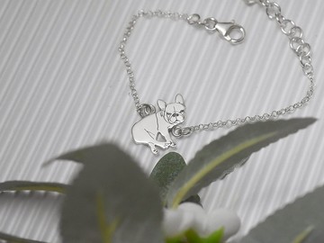 【客製化】寵物肖像手鍊 | 刻字 925純銀 情人禮物 手工銀飾