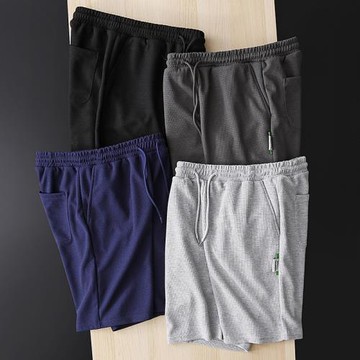 剪標好貨！INS潮牌夏季高克重全棉華夫格寬松休閑五分短褲男中褲