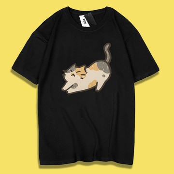 JZ TEE 貓咪-伸懶腰 短袖T恤衣服 男女通用版型上衣