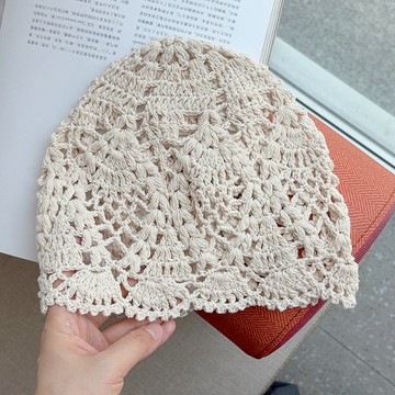 日系菱形花紋編織帽753307