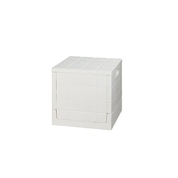 【日本岩谷Iwatani】Grid格子磚可堆疊摺疊收納椅-20L白