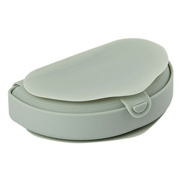 miniware 矽膠合掌包 輕巧便利 可折疊收納 食品級矽膠 蒸汽消毒 微波及冷凍 半月型分隔層  灰霧綠  1個