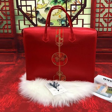 收納袋 結婚陪嫁婚慶四件套包裝袋紅色喜被裝棉被的收納袋子緞面牛津手提