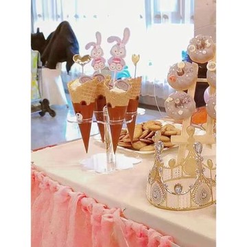 跨境16孔亞克力冰淇淋展示架爆米花支架6蛋筒架透明冰激凌甜筒架8