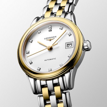 LONGINES Flagship 旗艦系列 鑽石機械女錶-銀x金 L4.274.3.27.7