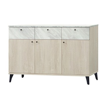 文創集 維卡雙色4尺三門三抽低餐櫃-120x40x82cm免組