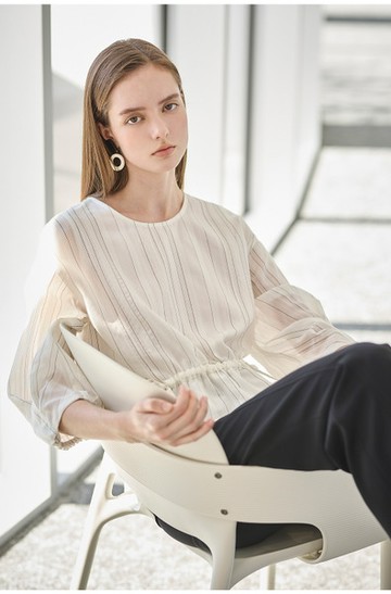 EU簡約廓形條紋上衣