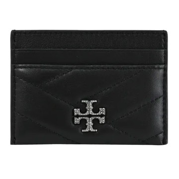 TORY BURCH 156147 水鑽LOGO絎縫隨身卡片夾.黑