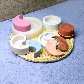創意陰陽太極八卦魚香薰蠟燭石膏慕斯蛋糕甜點手工皂diy硅膠模具