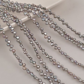 宏雲Hongyun-DB--三七孔兩面光輻照真多麻4mm灰色珍珠天然淡水灰珍珠飾品配件散珠