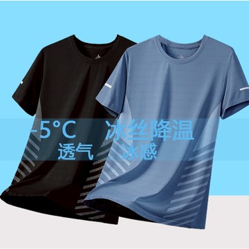 【台灣發貨】運動排汗衫 運動上衣 薄款短T 男生短袖 圓領短袖夏日必備冰絲短T涼感T恤 運動速乾衣 ATMT33