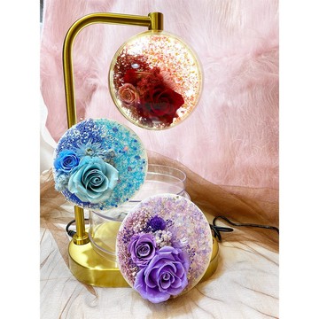 【OSTARA FLORIST 奧斯塔拉花藝】彩色碎石風暴L型檯燈(鍍金款)(內建手機無線充電)