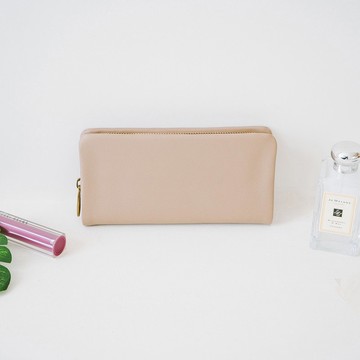 【禮盒】魅力真皮拉鍊長夾 X8122 杏