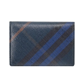 BURBERRY經典格紋對開卡片夾 (午夜藍)