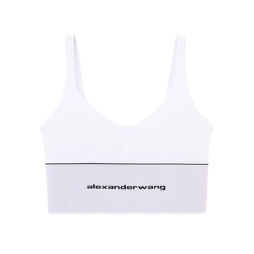 alexanderwang 徽標螺紋彈力文胸上衣