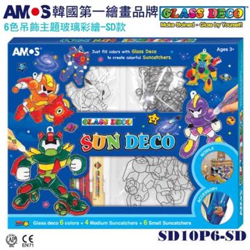 【AMOS 阿摩司】韓國原裝 6色 壓克力 模型版 DIY 玻璃彩繪膠-SD款 / 組 SD10P6-SD