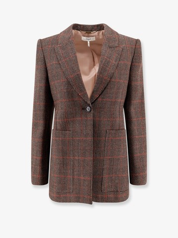 Tartan wool blazer with shoulder pads - CHLOE' - gender_Woman
