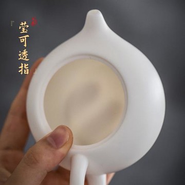 素燒白瓷茶壺單壺德化羊脂玉陶瓷西施壺單個大小號功夫家用泡茶壺