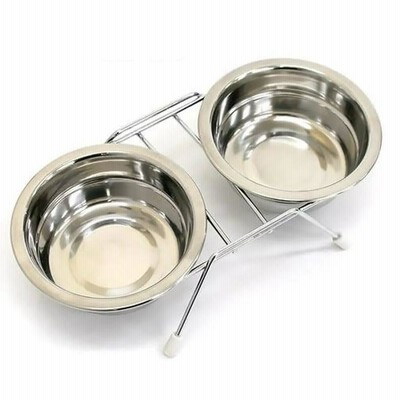 ドギーマン　ステンレス食器　カタカタ鳴らないツインディッシュ　Ｍ