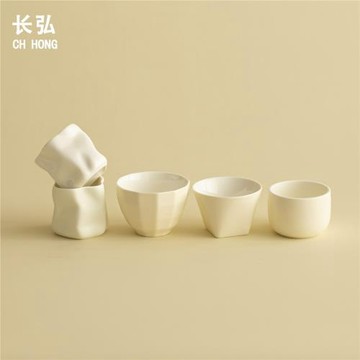 長弘奶油風白瓷美式咖啡杯澳白陶瓷咖啡杯意式濃縮拿鐵拉花主人杯