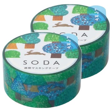 KING JIM HITOTOKI SODA 透明PET卷狀膠帶 20mm x 4m CNT20-016 東出桂奈設計款  野兔  2捲