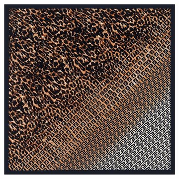 90cm歐美仿真絲大方巾秋冬披肩百搭女士豹紋裝飾印花漸變斜紋絲巾