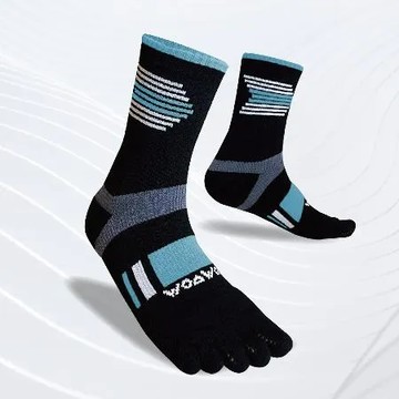 M(22-24cm)-優雅紫  WOAWOA 加厚款能量激發五趾襪-高筒 單雙(健走襪 運動五趾襪 除臭五趾襪  五指襪)