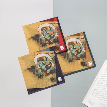 京都手帕-京彩系列-風神雷神(紅/黃/黑)