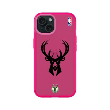iPhone 15 Clear 粉漾桃 - NBA - B&W-密爾瓦基公鹿 Milwaukee Bucks B&W